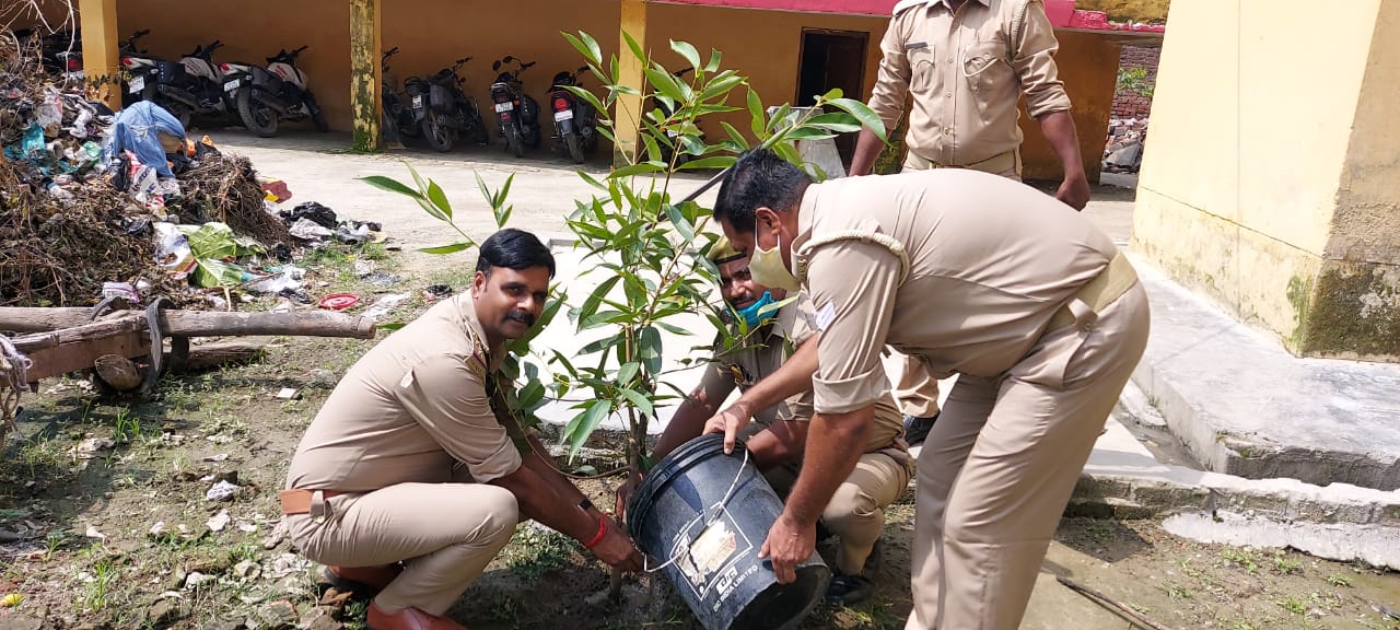 पीलीभीत :वृक्षारोपण महाअभियान के तहत पुलिस अधीक्षक श्री किरीट सिंह राठौर के निर्देशन में जनपद के समस्त थानों पर पौधों का किया गया रोपण।