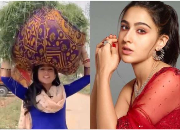 घास की गठरी सिर पर उठाये घूमती दिखीं नवाब खानदान की बेटी सारा अली ख़ान, सादगी पर फ़िदा हुए फैंस