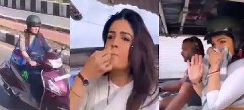 'पटना शुक्ला' की शूटिंग कर रहीं रवीना टंडन भोपाल में स्कूटी से घूमीं, कचोरी-समोसे खाए