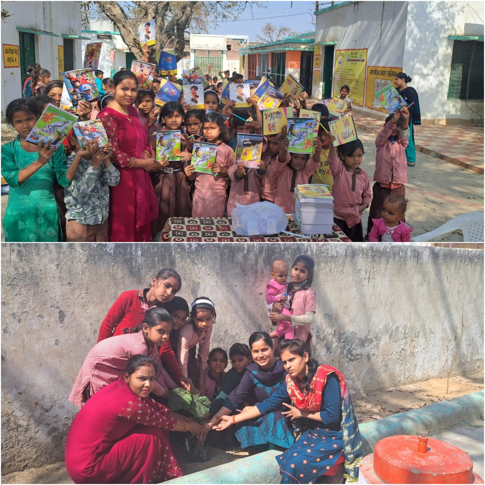 बदायूं : प्राथमिक विद्यालय में प्रशिक्षु ज्योति कुशवाहा ने बांटे कॉपी पेन