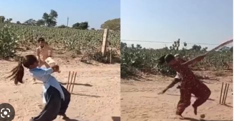 दंगल फिल्म की टैग लाइन को सच कर रही 14 साल की लड़की, मैदान पर चौक्के-छक्के मारने का वीडियो हो रहा वायरल