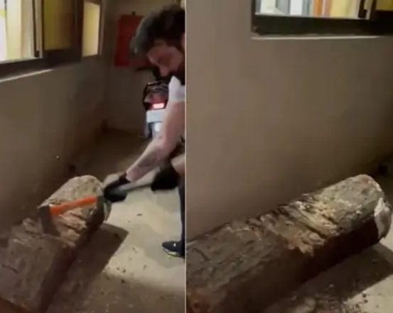 कुल्हाड़ी से लकड़ी काटते नजर आ रहे हैं संजय दत्त, फैन ने लिखा: ‘बॉडी बिल्डर भैया।