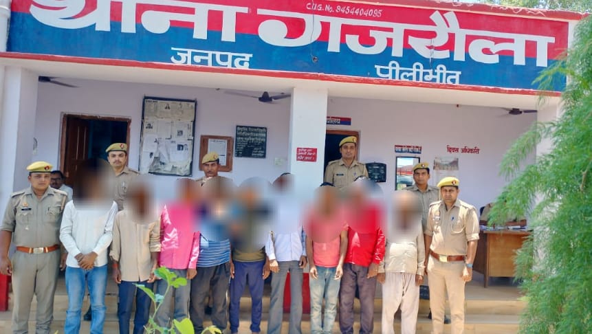 पीलीभीत : थाना गजरौला पुलिस ने 09 नफर वारण्टी को गिरफ्तार कर भेजा जेल ।