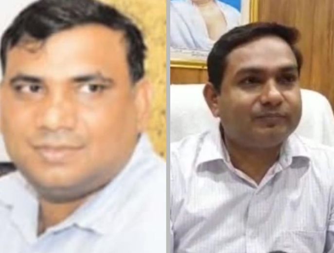 बरेली - एटा से आये संजय सिंह बी एस ए बरेली व इस पद पर कार्यरत डॉ विनय कुमार ए डी बेसिक बरेली।