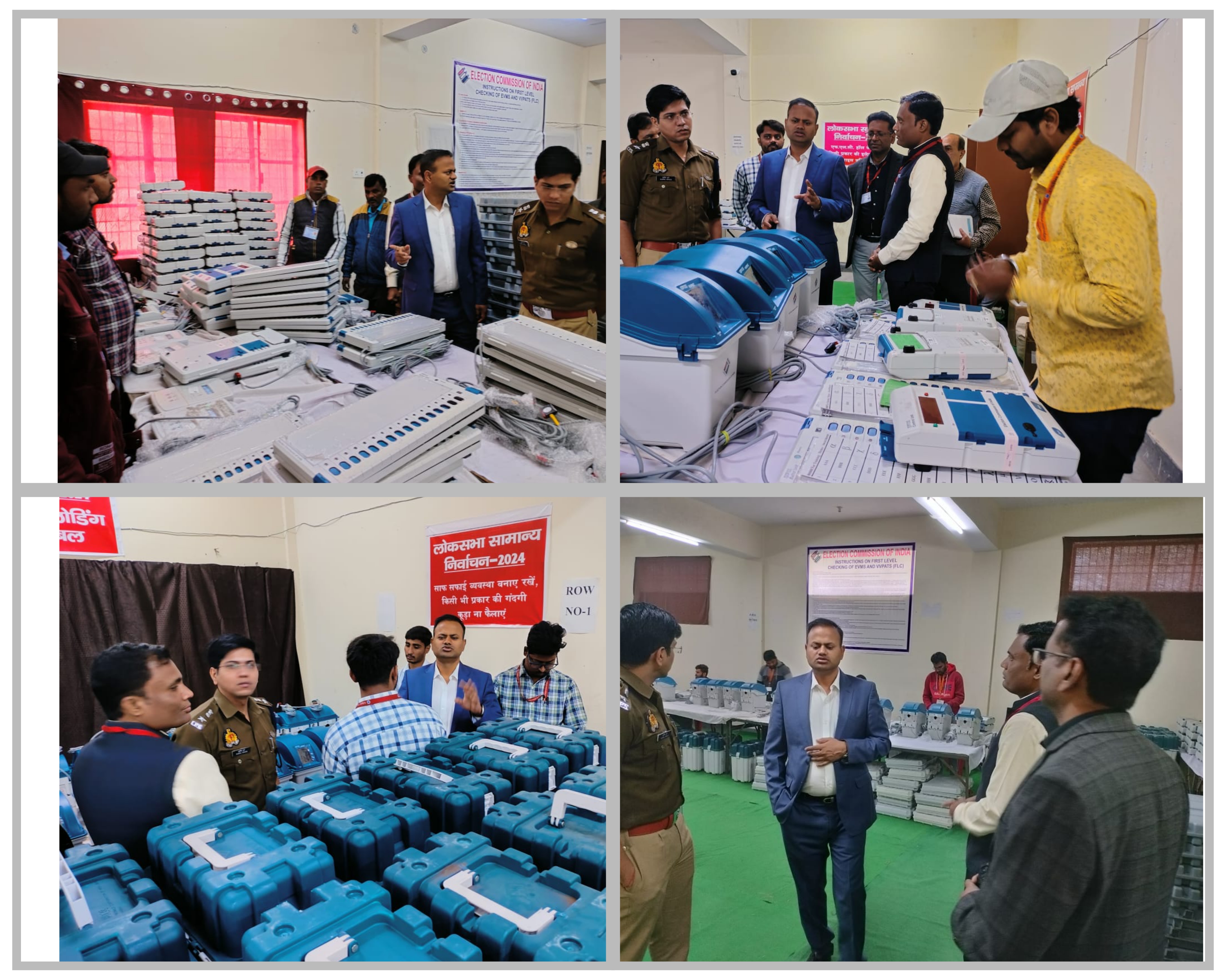 बरेली - जिला निर्वाचन अधिकारी रविन्द्र कुमार ने वरिष्ठ पुलिस अधीक्षक घुले सुशील चन्द्रभान के साथ ई0वी0एम0/वी0वी0पैट मशीनों के एफएलसी कार्य का किया निरीक्षण।