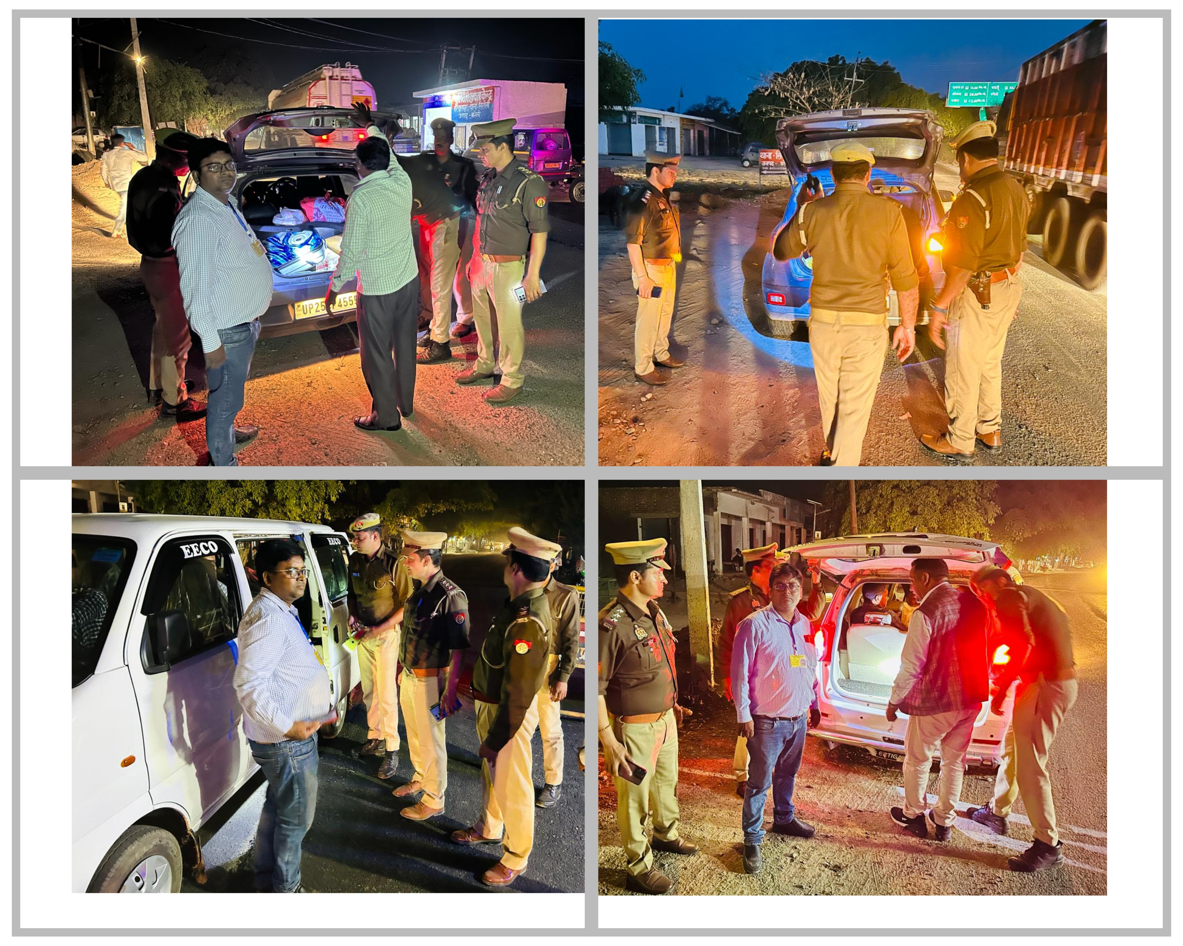 बरेली - सिरौली थाना प्रभारी ने एफ़एसटी व एसएसटी टीम के साथ चलाया चैकिंग अभियान।