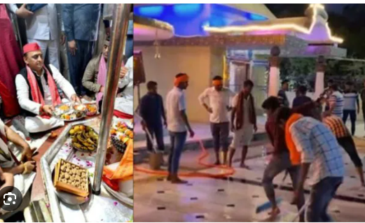 कन्नौज में BJP कार्यकर्ताओं ने मंदिर परिसर को गंगाजल से किया साफ ?