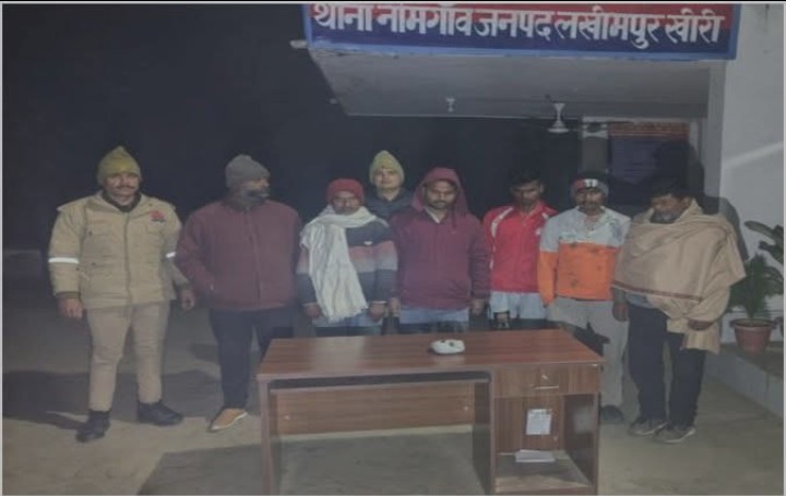 लखीमपुर खीरी : थाना नीमगांव पुलिस ने 06 नफर अभियुक्तों को जुआ खेलते हुए किया गिरफ्तार