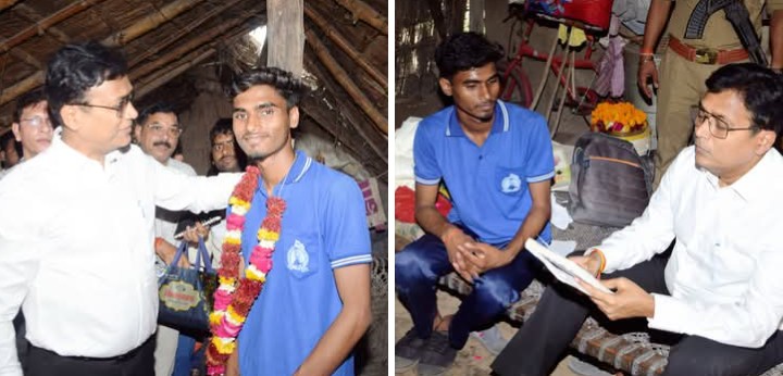 लखीमपुर खीरी : डीएम ने झोपड़ी में रहने वाले टॉपर उमाशंकर को पहनाई सफलता की माला, दी बधाई