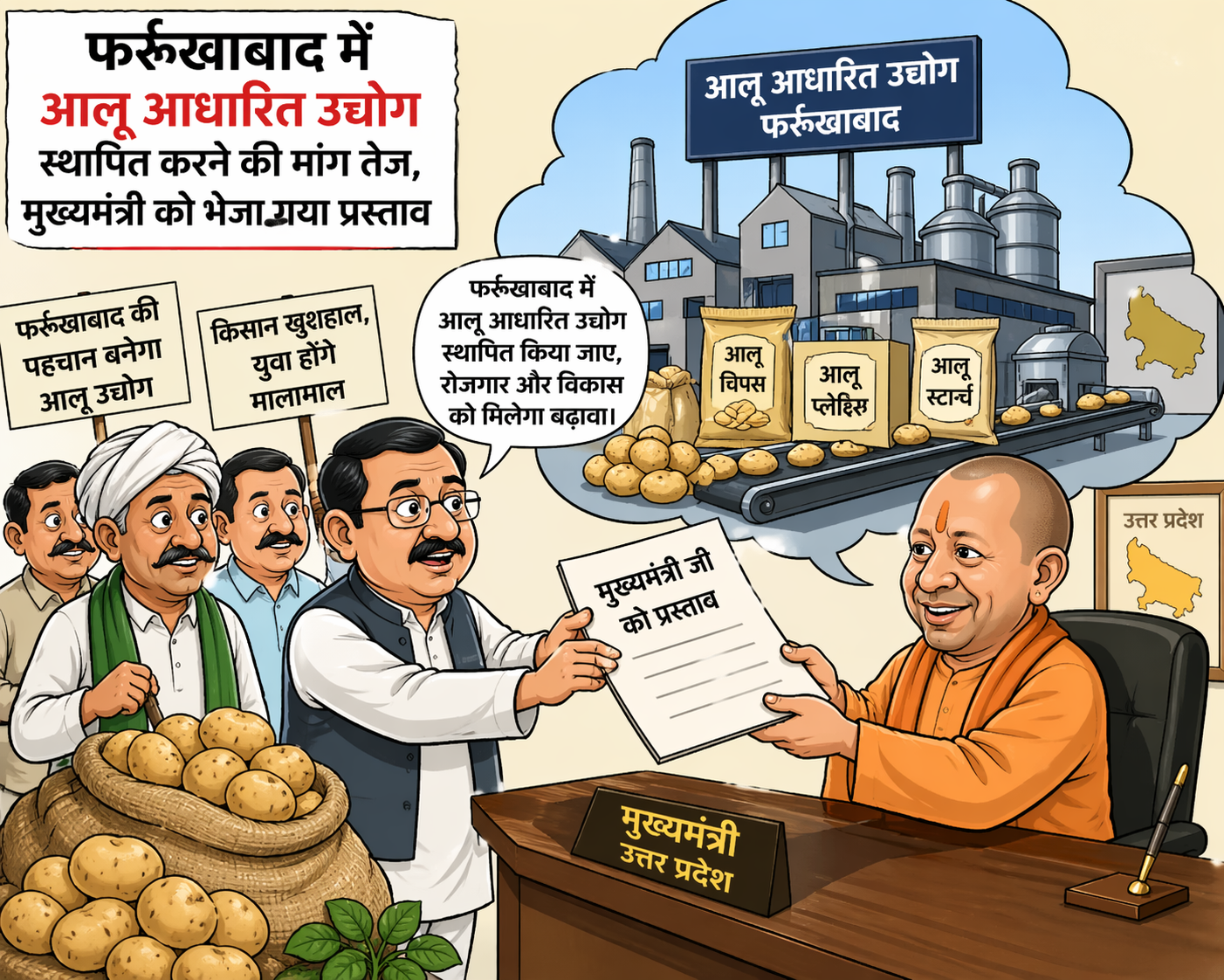 फर्रुखाबाद में आलू आधारित उद्योग स्थापित करने की मांग तेज, मुख्यमंत्री को भेजा गया प्रस्ताव