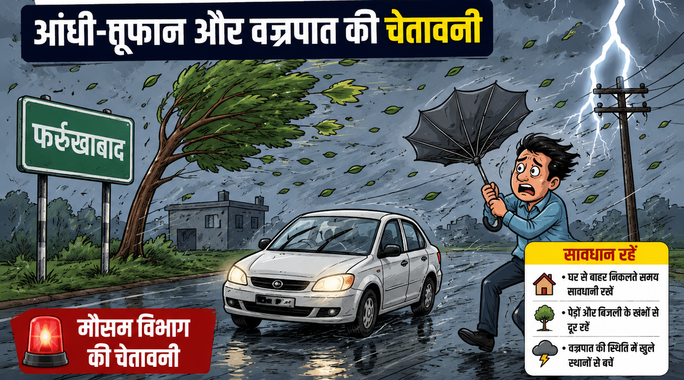 फर्रुखाबाद में 30 मई तक आंधी, ओलावृष्टि और 90 किमी रफ्तार हवाओं का अलर्ट