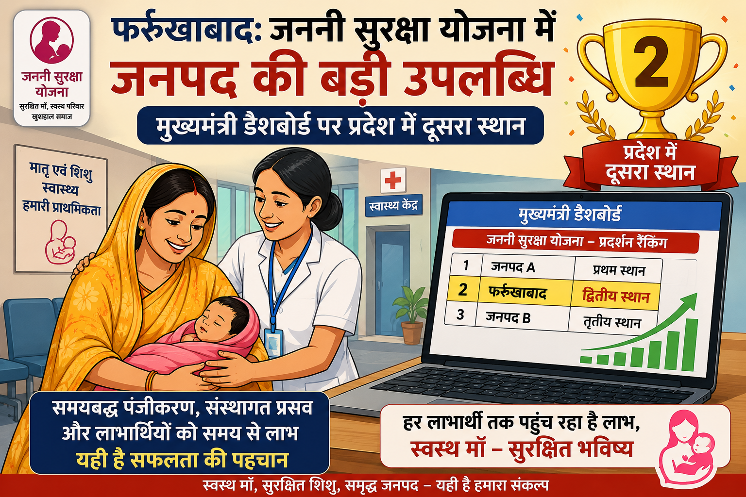 फर्रुखाबाद:जननी सुरक्षा योजना में जनपद की बड़ी उपलब्धि, मुख्यमंत्री डैशबोर्ड पर प्रदेश में दूसरा स्थान
