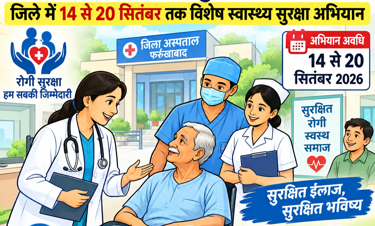 फर्रुखाबाद:विश्व रोगी सुरक्षा दिवस 2026, जिले में 14 से 20 सितंबर तक विशेष स्वास्थ्य सुरक्षा अभियान