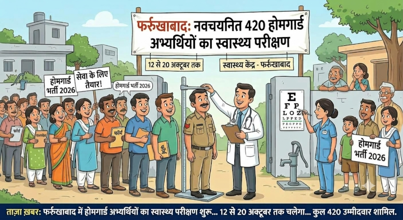 फर्रुखाबाद में नवचयनित 420 होमगार्ड अभ्यर्थियों का स्वास्थ्य परीक्षण 12 से 20 अक्टूबर तक